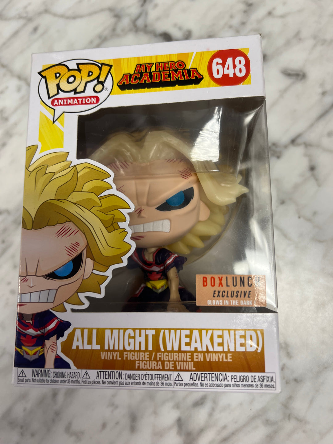 Funko Pop My Hero Academia All Might Weakened #648 Box Lunch Glow in the Dark  FP101424