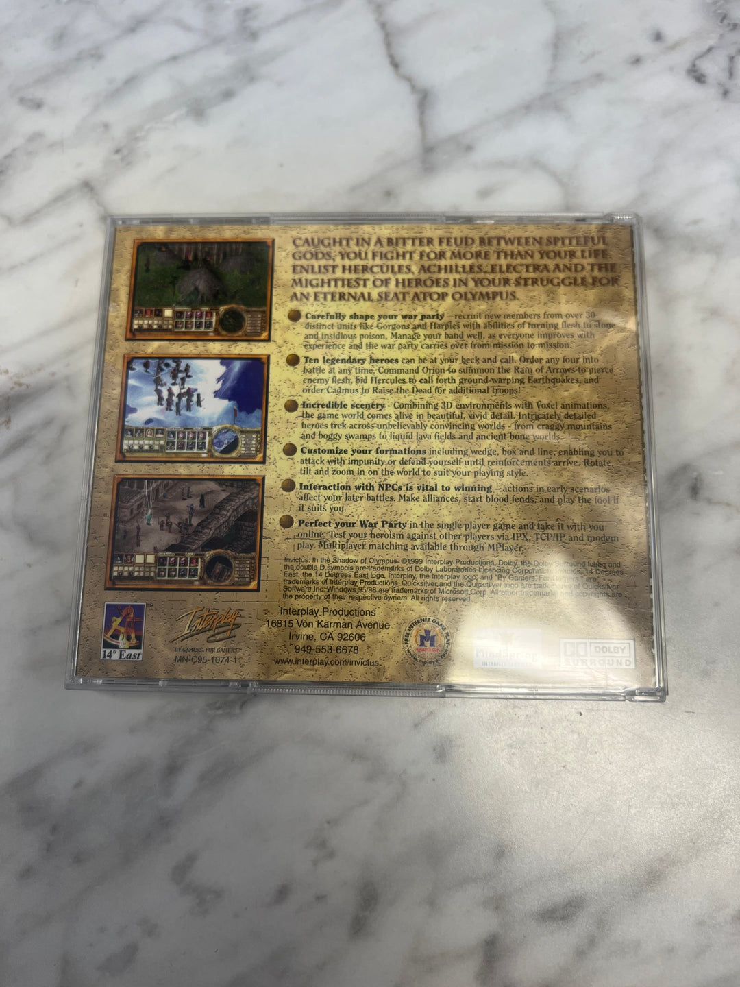 Invictus in the Shadows of Olympus Jewel Case  PC CD-ROM    PC8124