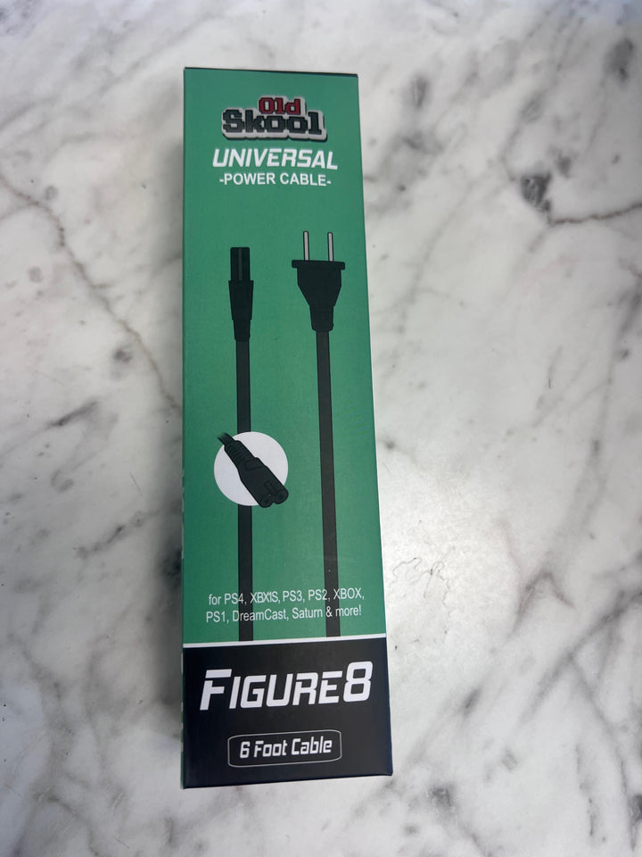 Old Skool Universal Power AC Cable Figure 8 style for PS1, 2, 4, XB1, Series, Dreamcast etc NA11625