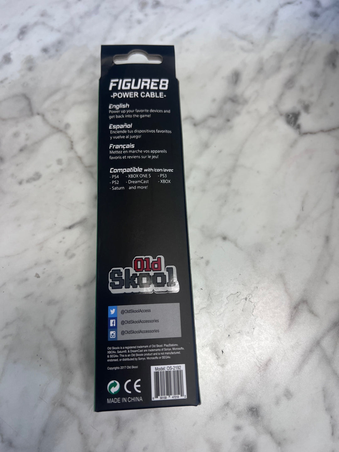 Old Skool Universal Power AC Cable Figure 8 style for PS1, 2, 4, XB1, Series, Dreamcast etc NA11625