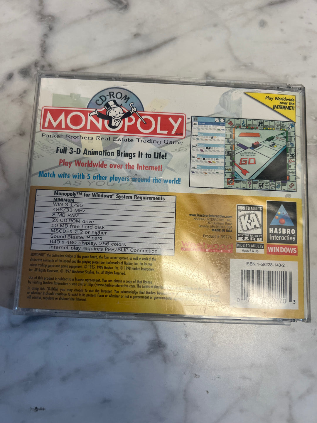 Monopoly (Westwood/Hasbro) Jewel Case  PC CD-ROM    PC8124