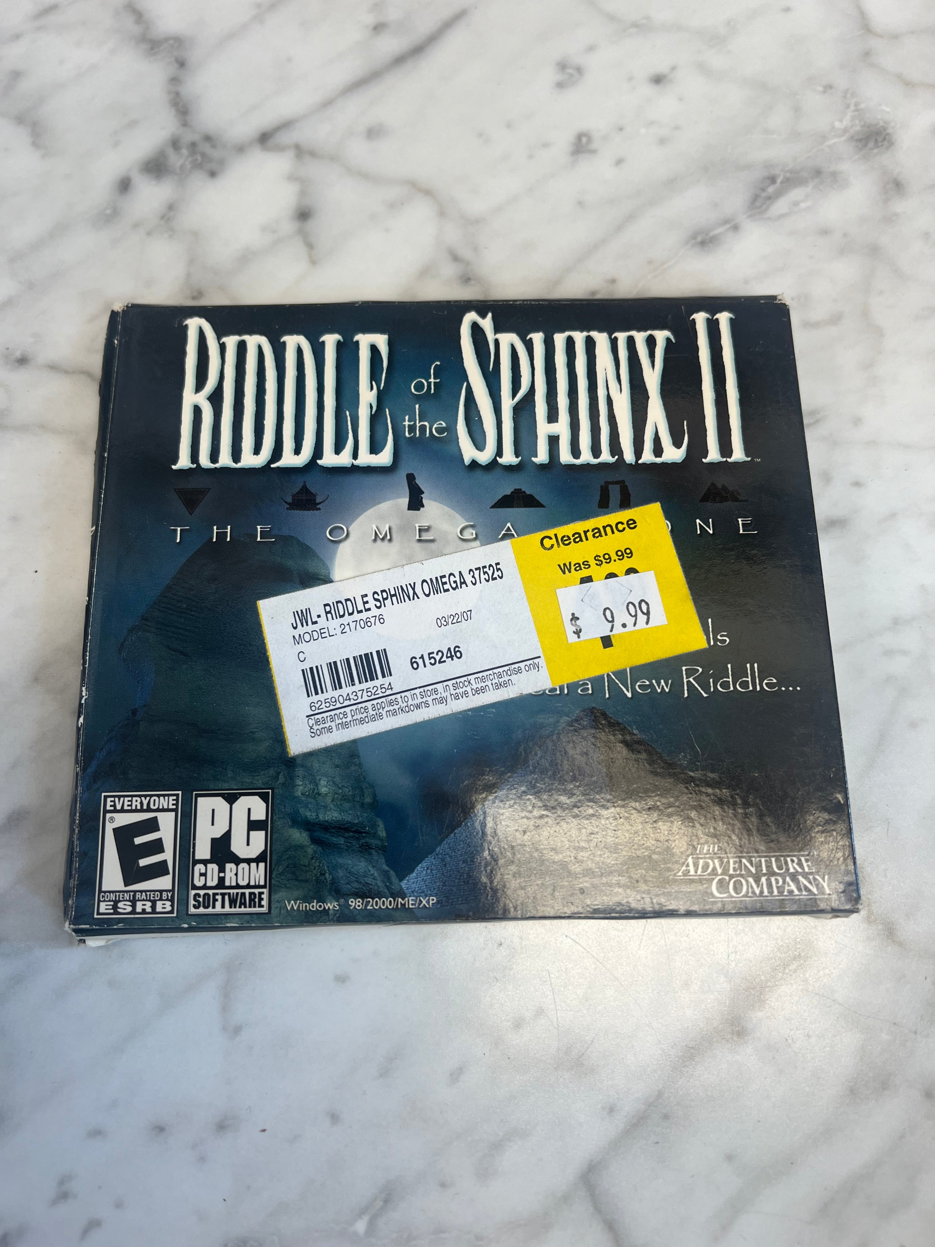 Riddle of the Sphinx II The Omega Stone Jewel Case PC CD-ROM PC8124 ...