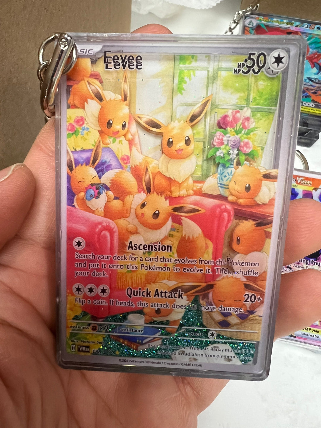 Glitter Filled Keychain (Pokemon Card Style) Eevee 188/167 KCM102126