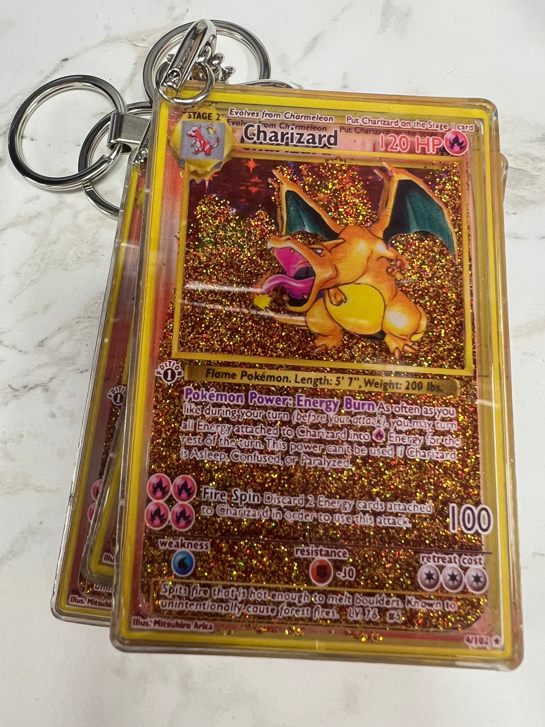 Glitter Filled Keychain (Pokemon Card Style) Charizard 4/102   KCM102126