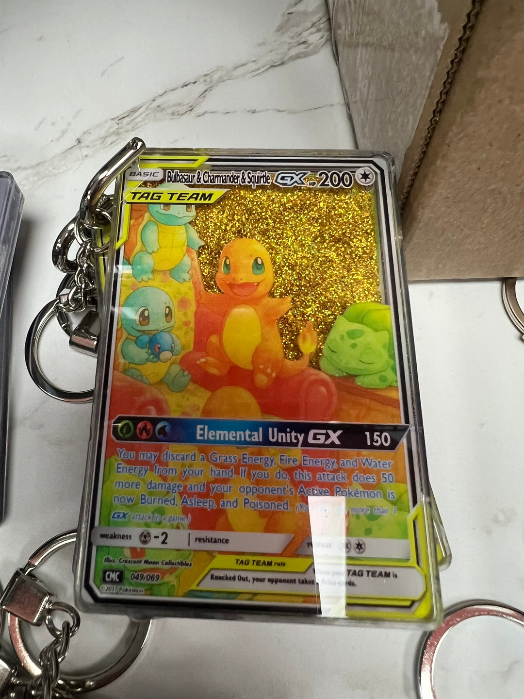 Glitter Filled Keychain (Pokemon Card Style) Bulbasaur & Charmander & Squirtle 049/069   KCM102126