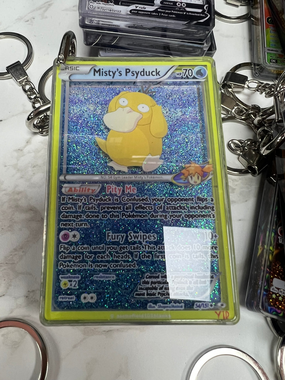 Glitter Filled Keychain (Pokemon Card Style) Misty's Psyduck 54/151   KCM102126