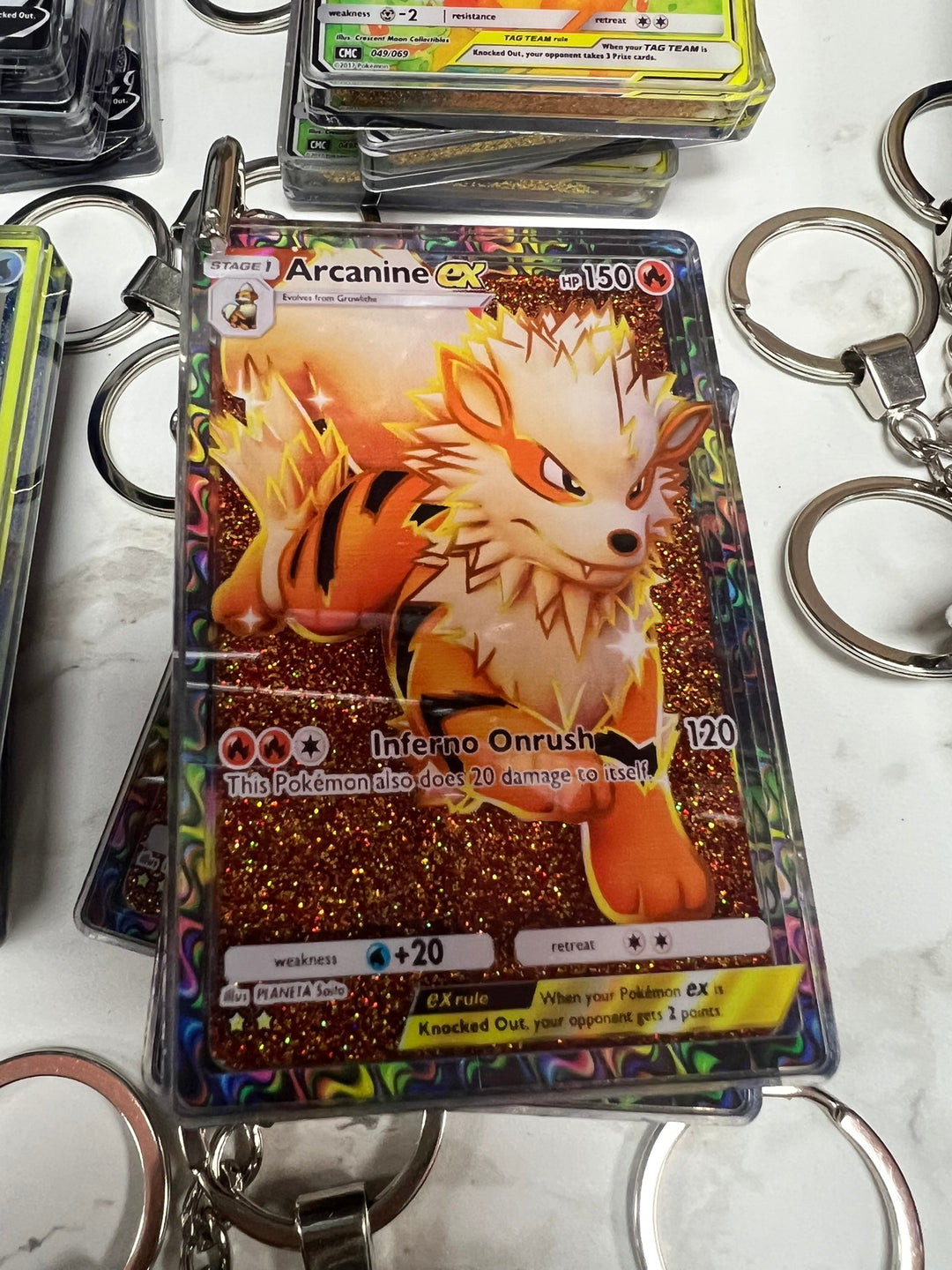 Glitter Filled Keychain (Pokemon Card Style) Arcanine ex   KCM102126