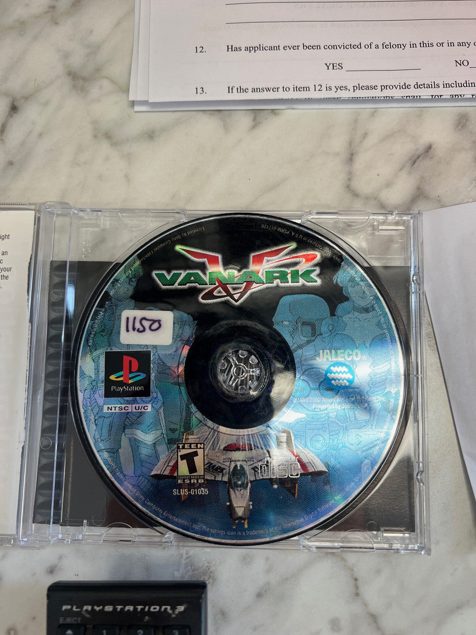 Vanark Playstation Disc Only has cut up art PS1
