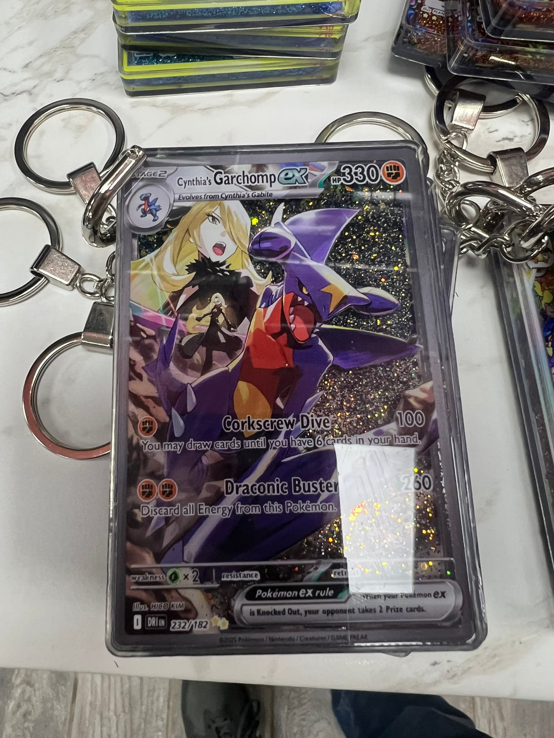 Glitter Filled Keychain (Pokemon Card Style) Cynthia's Garchomp ex 232/182   KCM102126