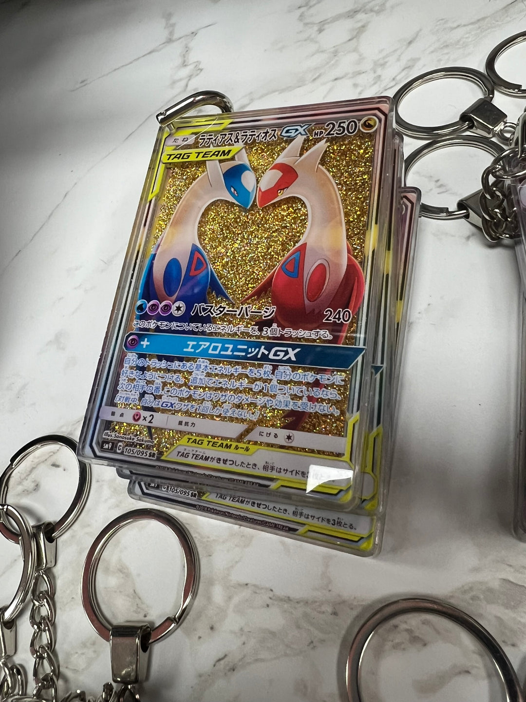 Glitter Filled Keychain (Pokemon Card Style) Latios & Latias GX Tag Team (JP) 105/095  KCM102126