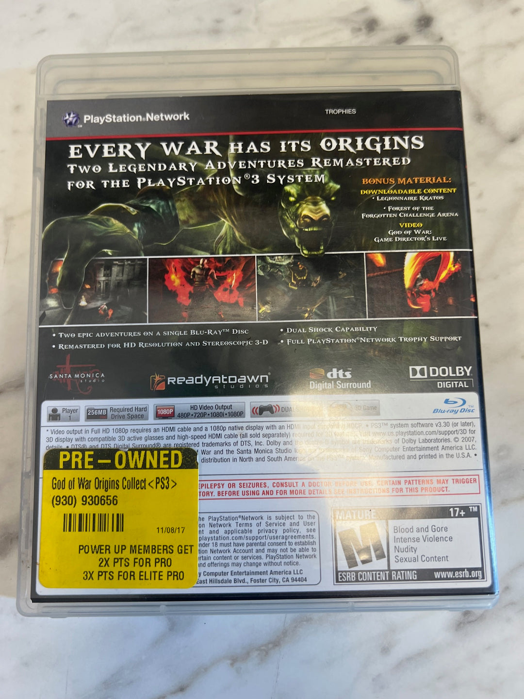 God of War Origins Collection Playstation 3 PS3 Case and Manual ONLY CO81225