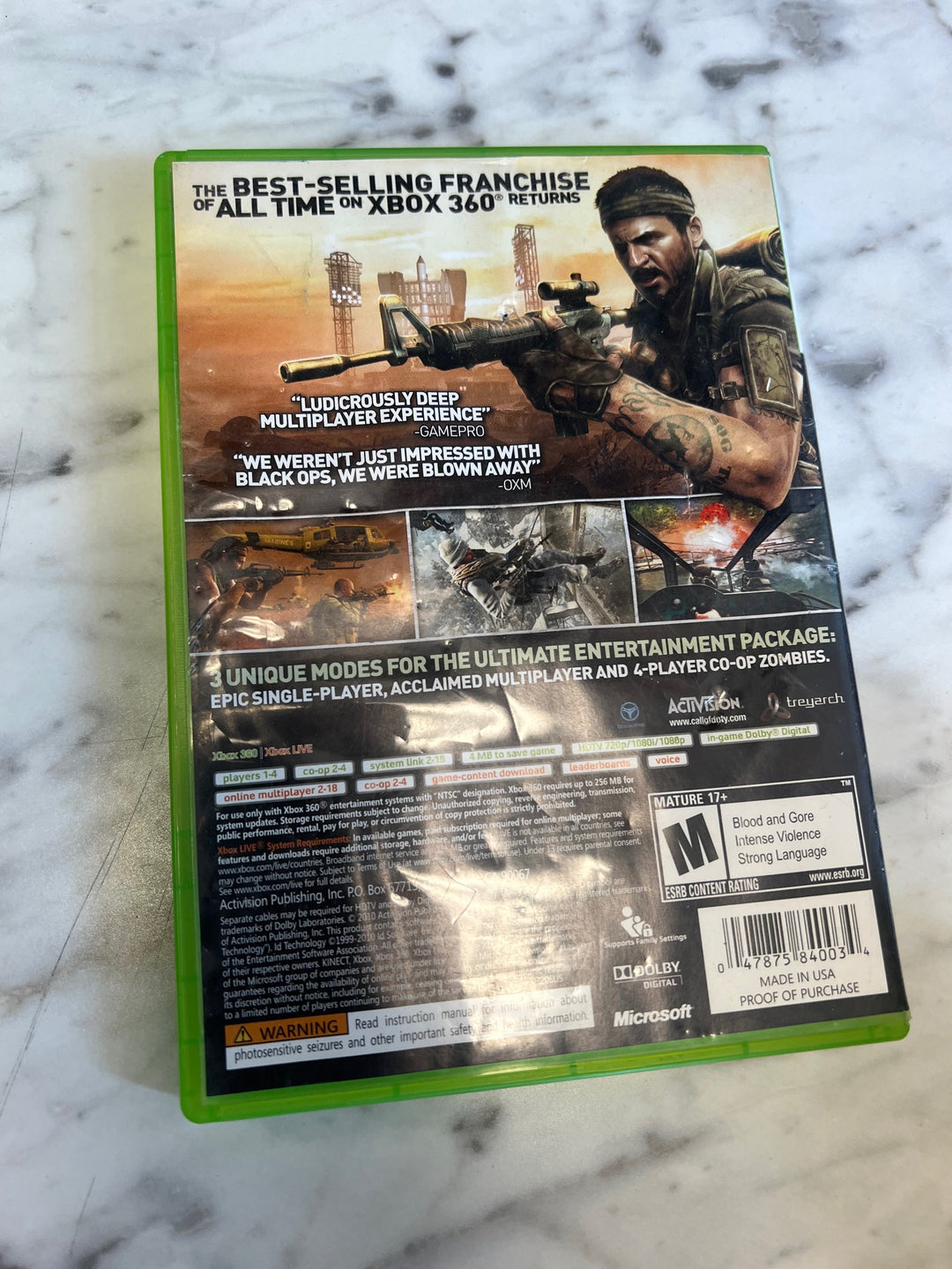 Call of Duty Black Ops Xbox 360 Case and Manual only CO81225
