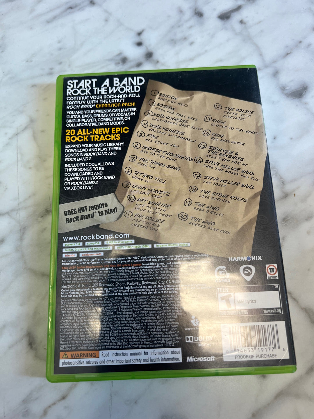 Rock Band Track Pack Classic Rock Xbox 360 Case only CO81225