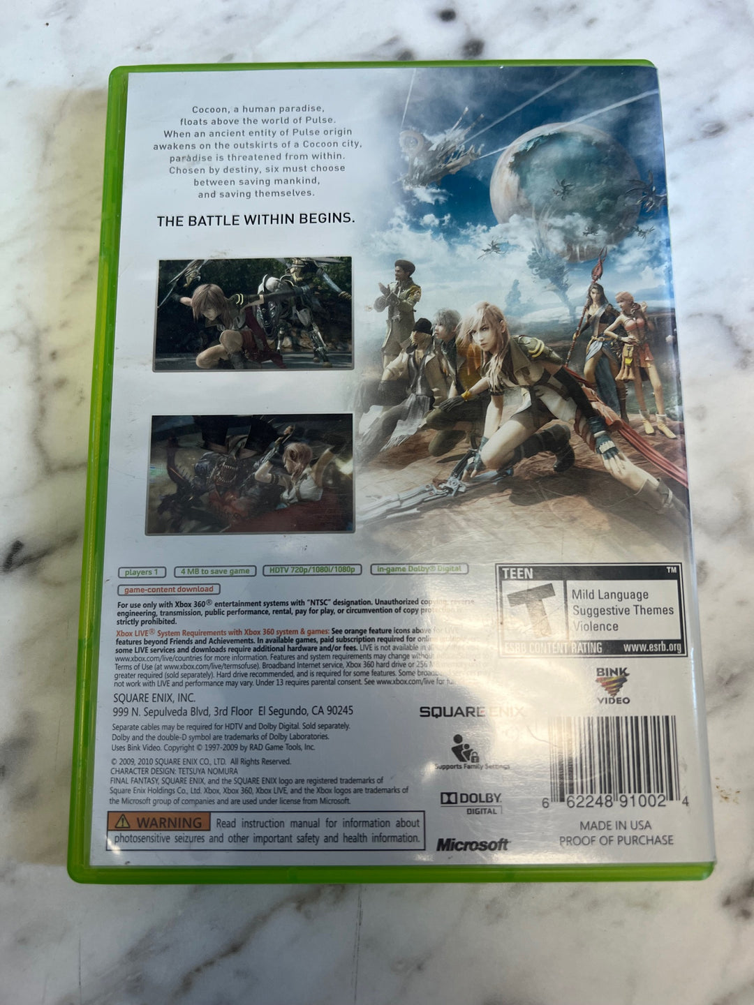 Final Fantasy XIII Xbox 360 Case and Manual only CO81225
