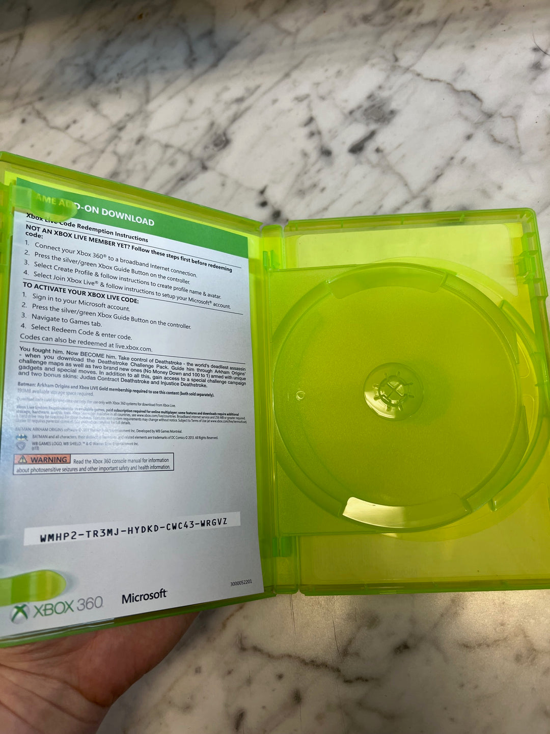Batman Arkham Origins Xbox 360 Case and Manual only CO81225