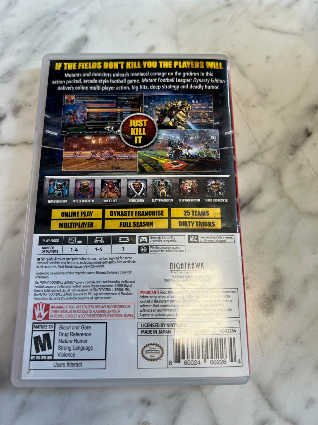 Mutant Football League Dynasty Edition Nintendo Switch Case only CO81225