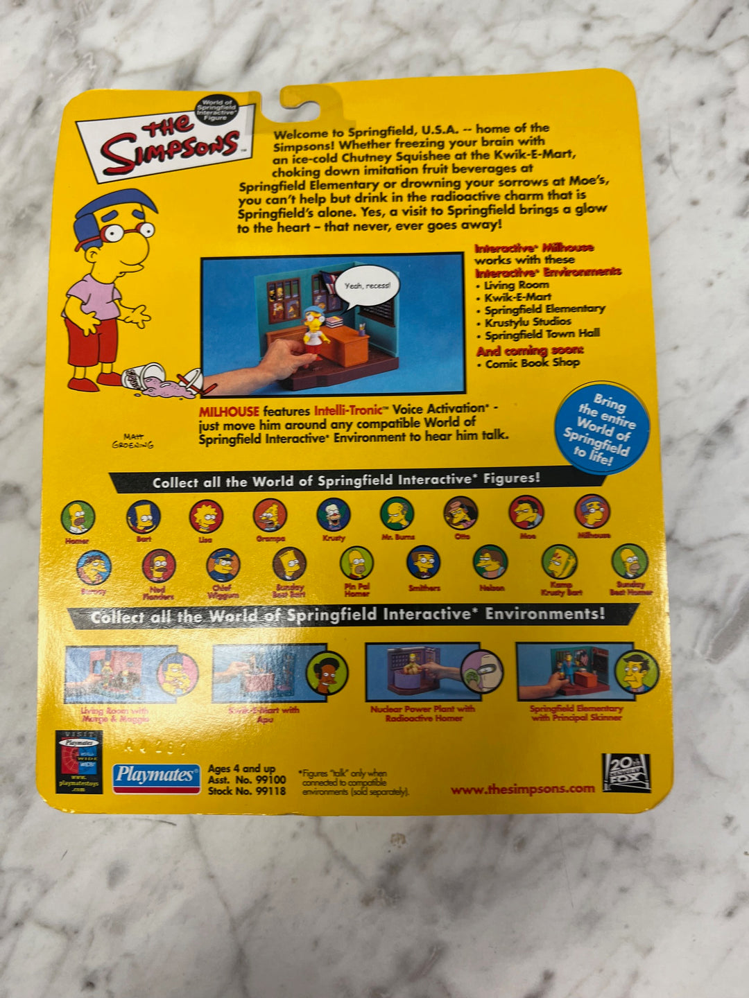 Playmates - The Simpsons - Interactive Milhouse Figure NEW  TO2625