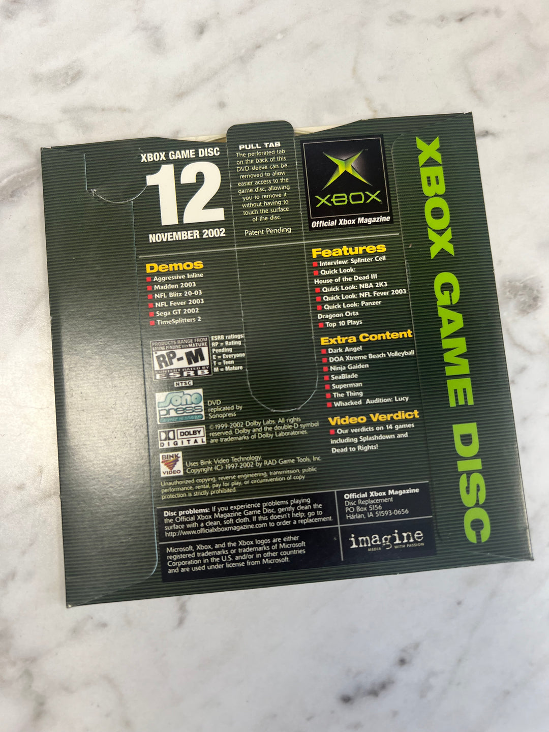 Official Xbox Magazine Demo Disc #12 November 2002    DE101624