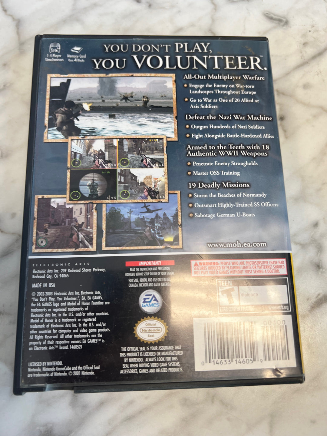 Medal of Honor Frontline Nintendo Gamecube Case and Manual ONLY CO81225