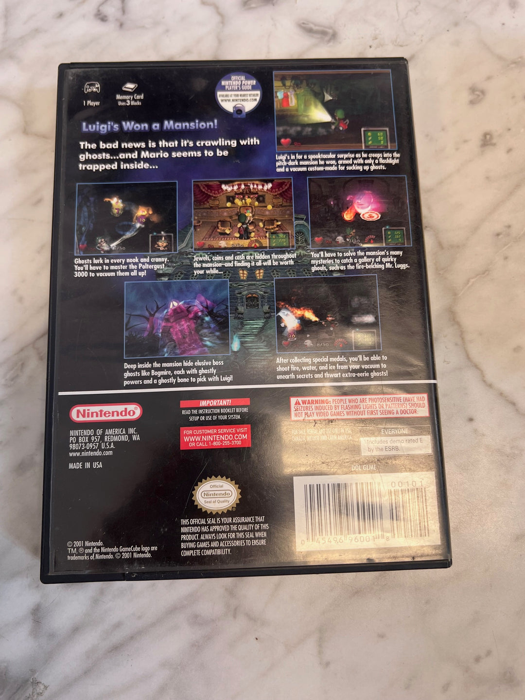Luigi's Mansion Nintendo Gamecube Case and (water damage) Manual ONLY CO81225