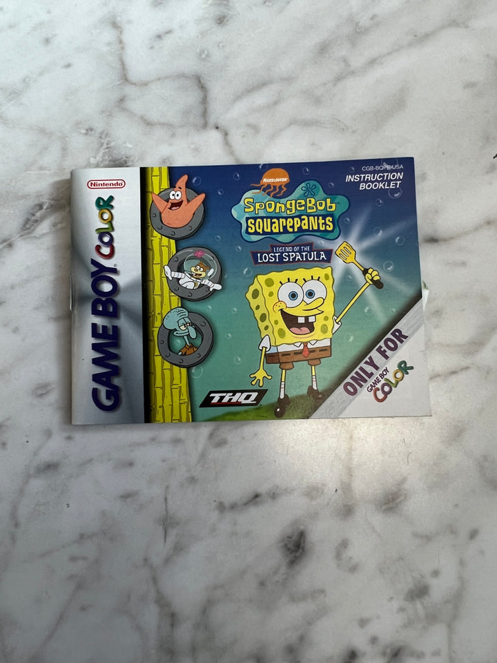 Spongebob Squarepants Legend of the Lost Spatula for Gameboy Color MANUAL ONLY MO101624