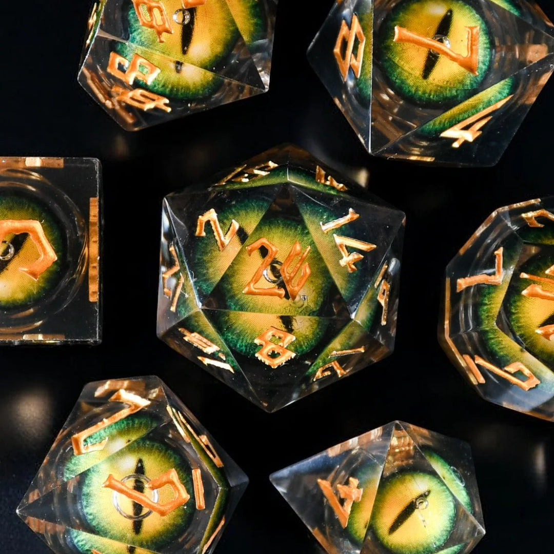 Jurassic Yellow Liquid Core Dice Set - Misty Mountain Gaming MM51926