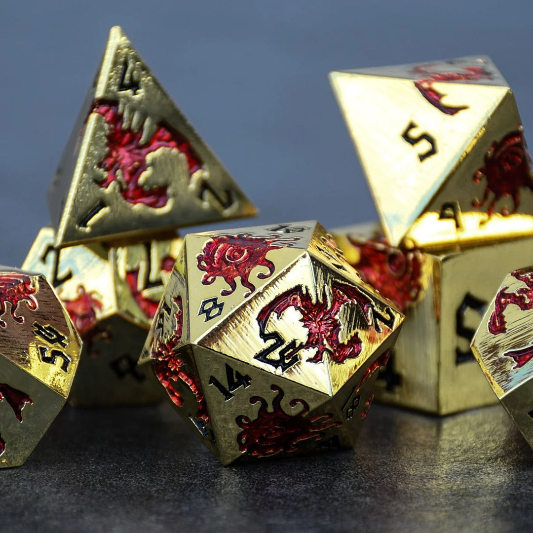 Monster Manual Dice Set Gold & Red - Misty Mountain Gaming MM51926