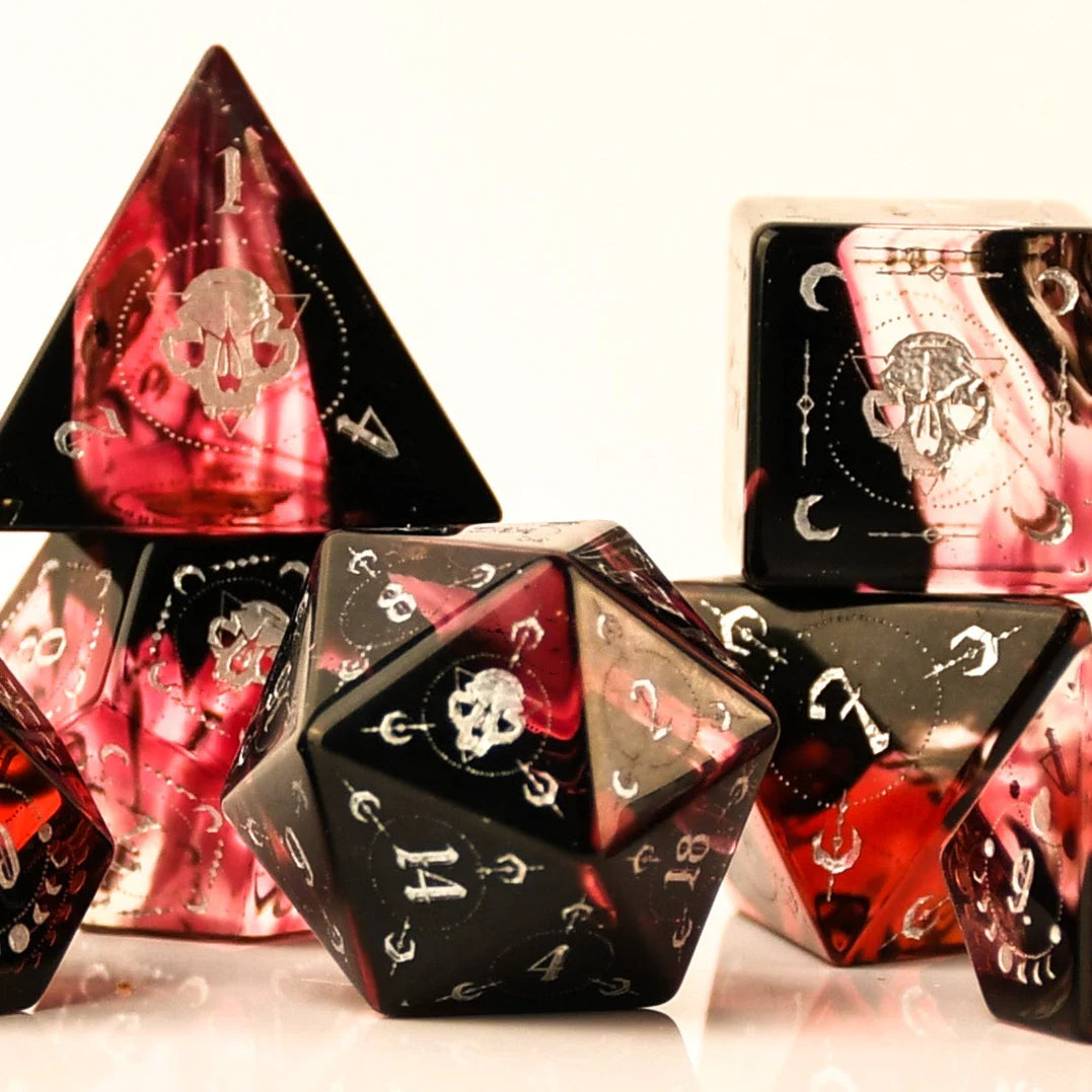 Moonchild Blood Glass Dice Set - Misty Mountain Gaming MM51926