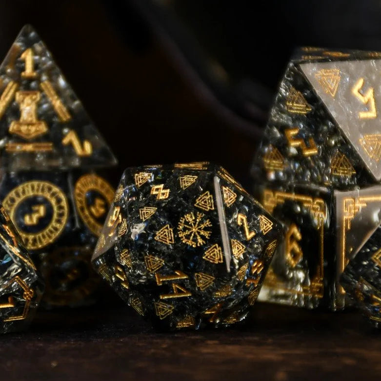 Nordic Black Shattered Glass Dice Set - Misty Mountain Gaming MM51926