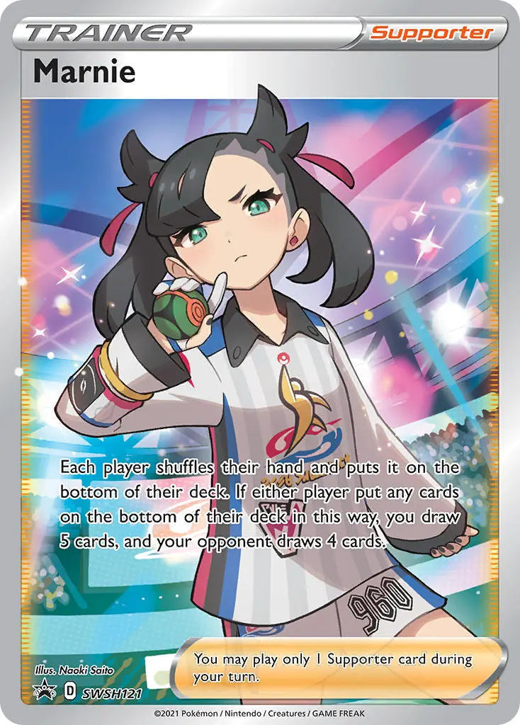 Pokemon Sword and Shield Promo SWSH121 - Marnie - Full Art Black Star (LP)