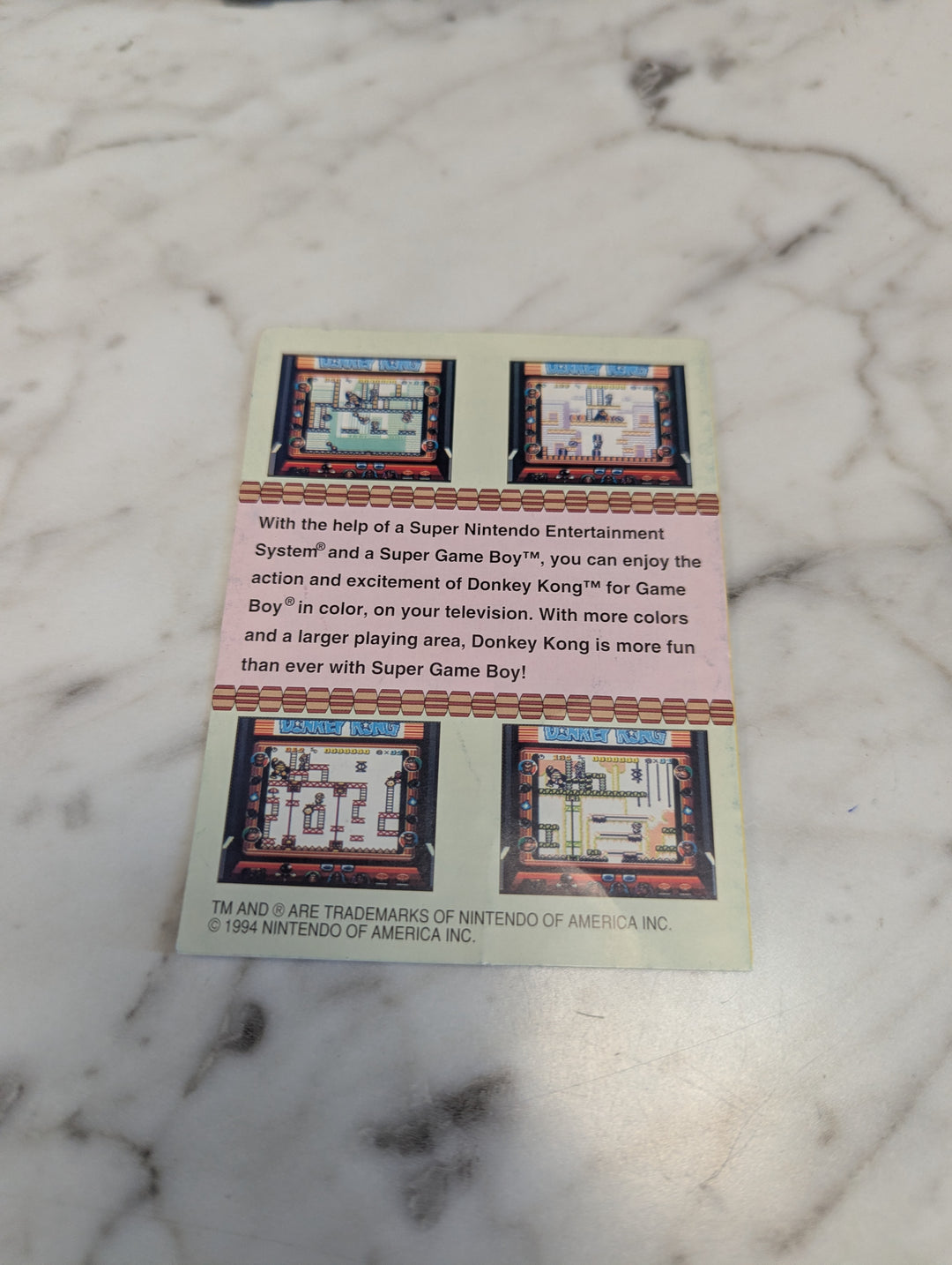 Super Donkey Kong GameBoy MANUAL ONLY MO3926