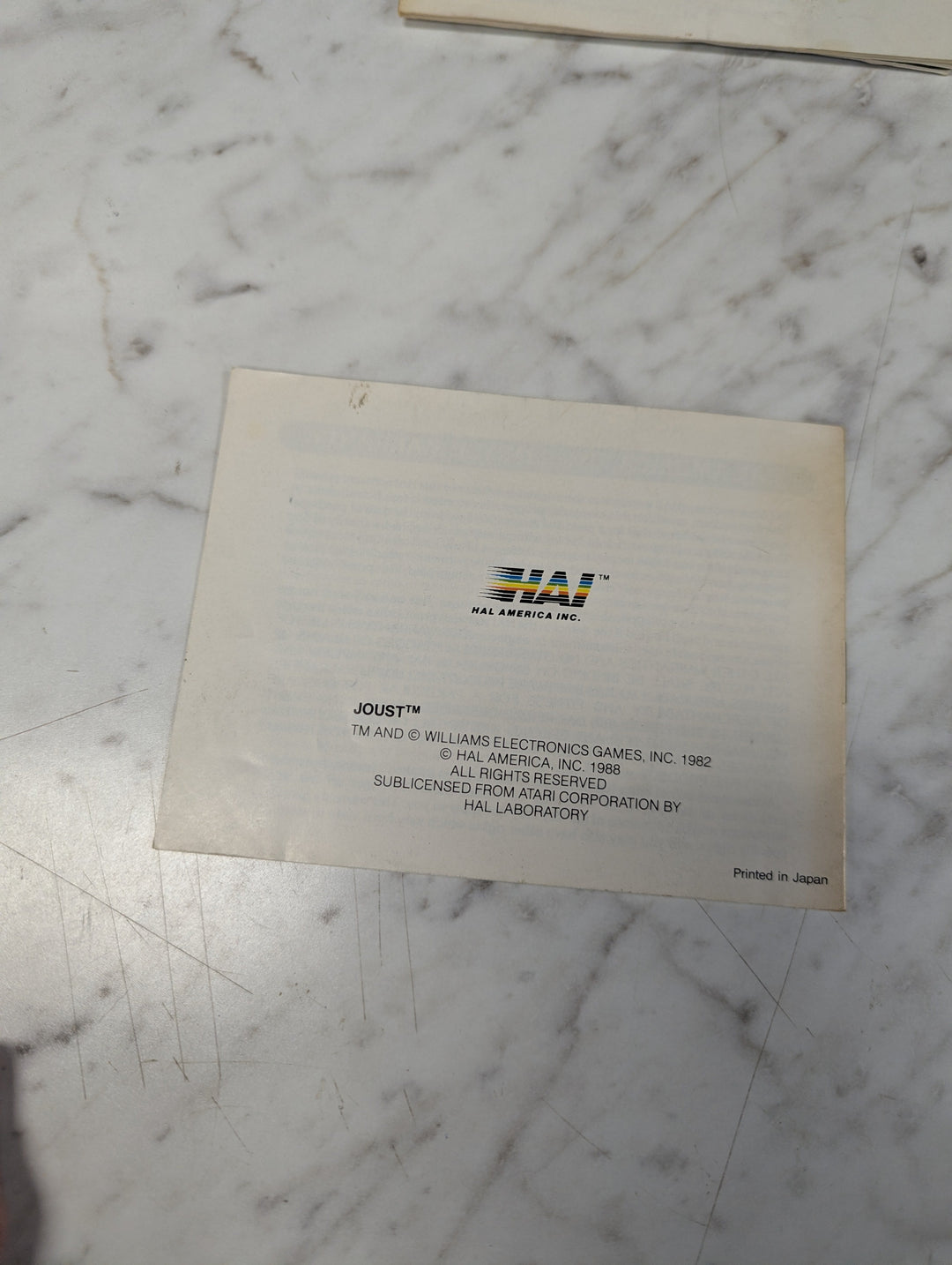 Joust NES MANUAL ONLY MO31226