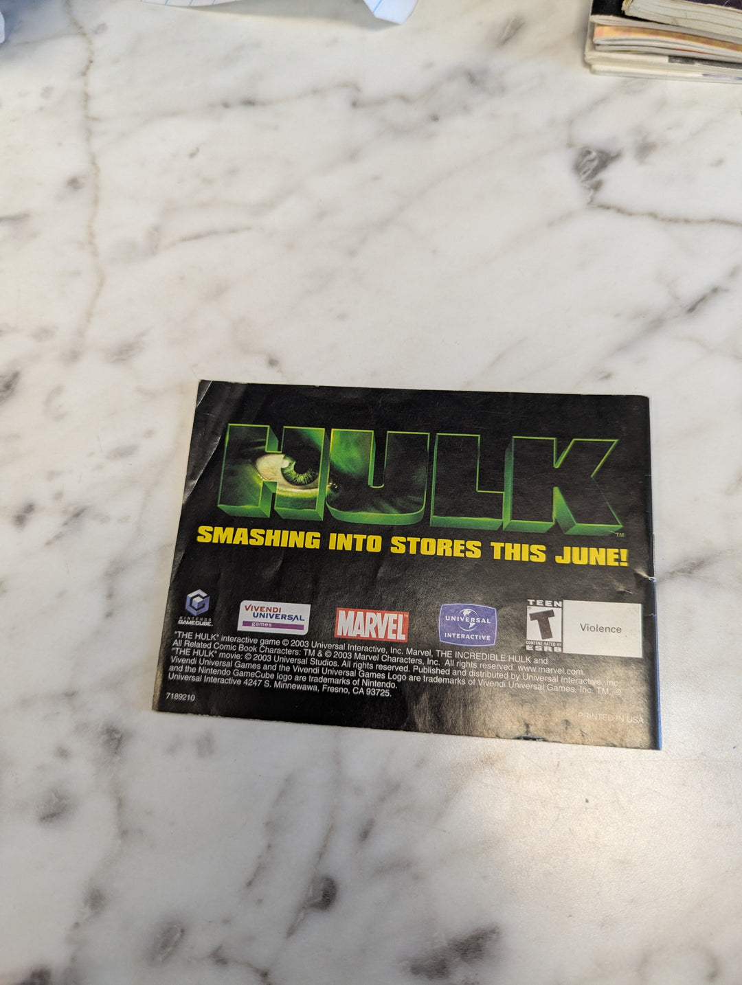 The Incredible Hulk Gameboy Advance GBA MANUAL AND POSTER ONLY MO31326
