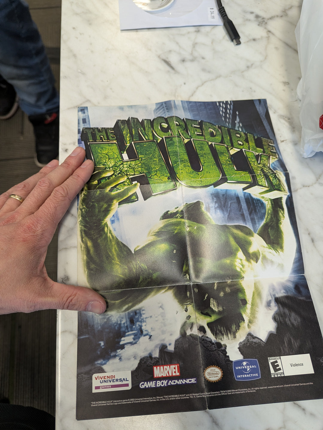 The Incredible Hulk Gameboy Advance GBA MANUAL AND POSTER ONLY MO31326