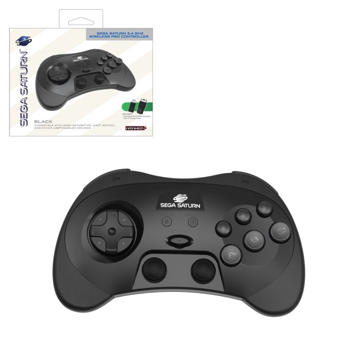 Retrobit Sega Saturn 2.4 GHZ Wireless Pro Controller Pad (Original Port & USB) NA41526