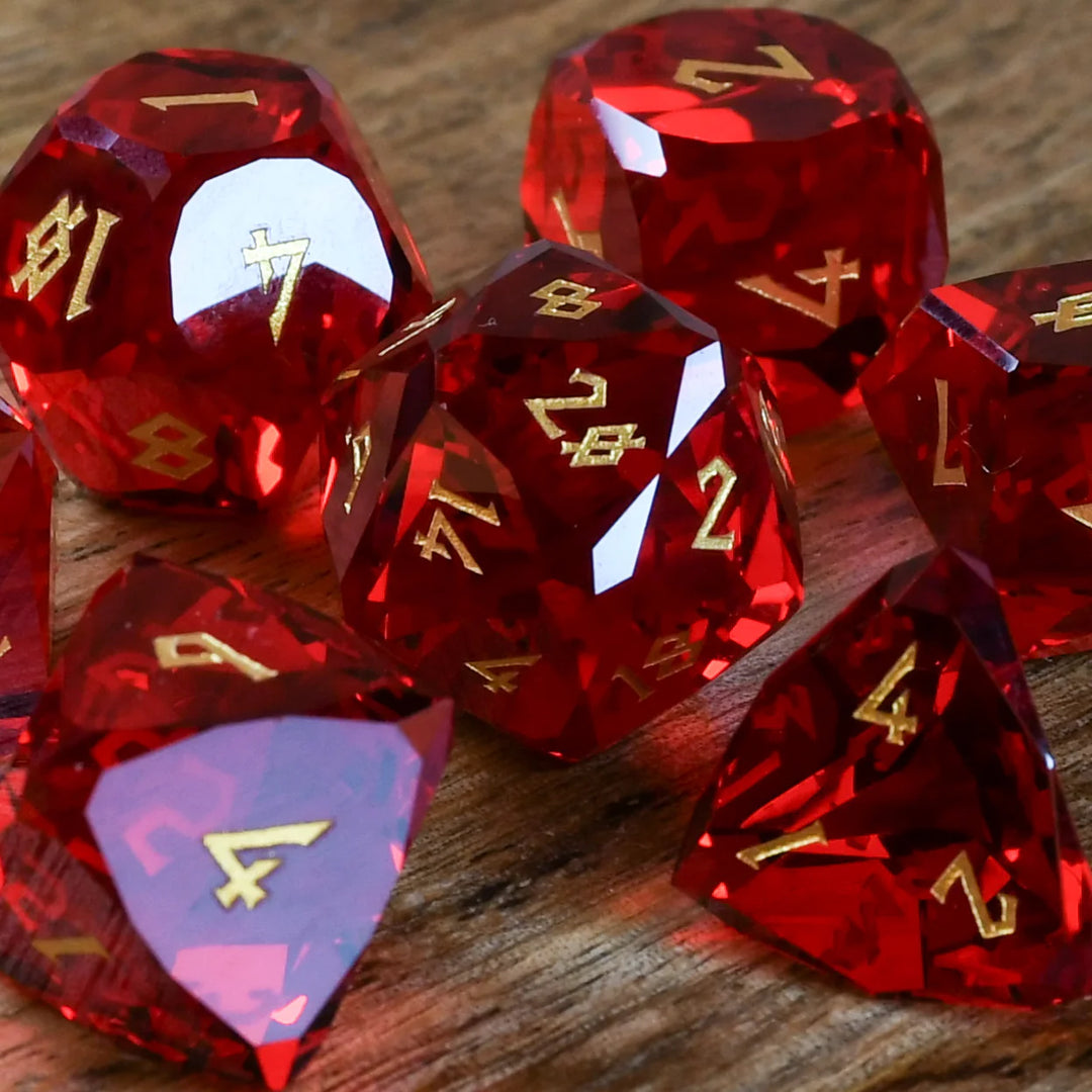 Ruby Multifaceted Glass Dice Set - Misty Mountain Gaming MM51926