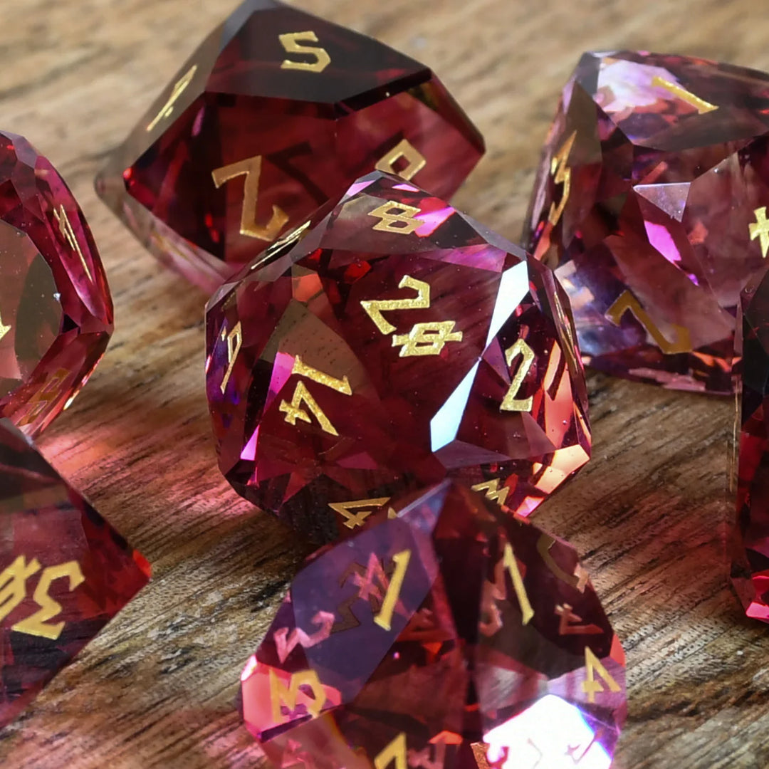 Strawberry Multifaceted Glass Dice Set - Misty Mountain Gaming MM51926