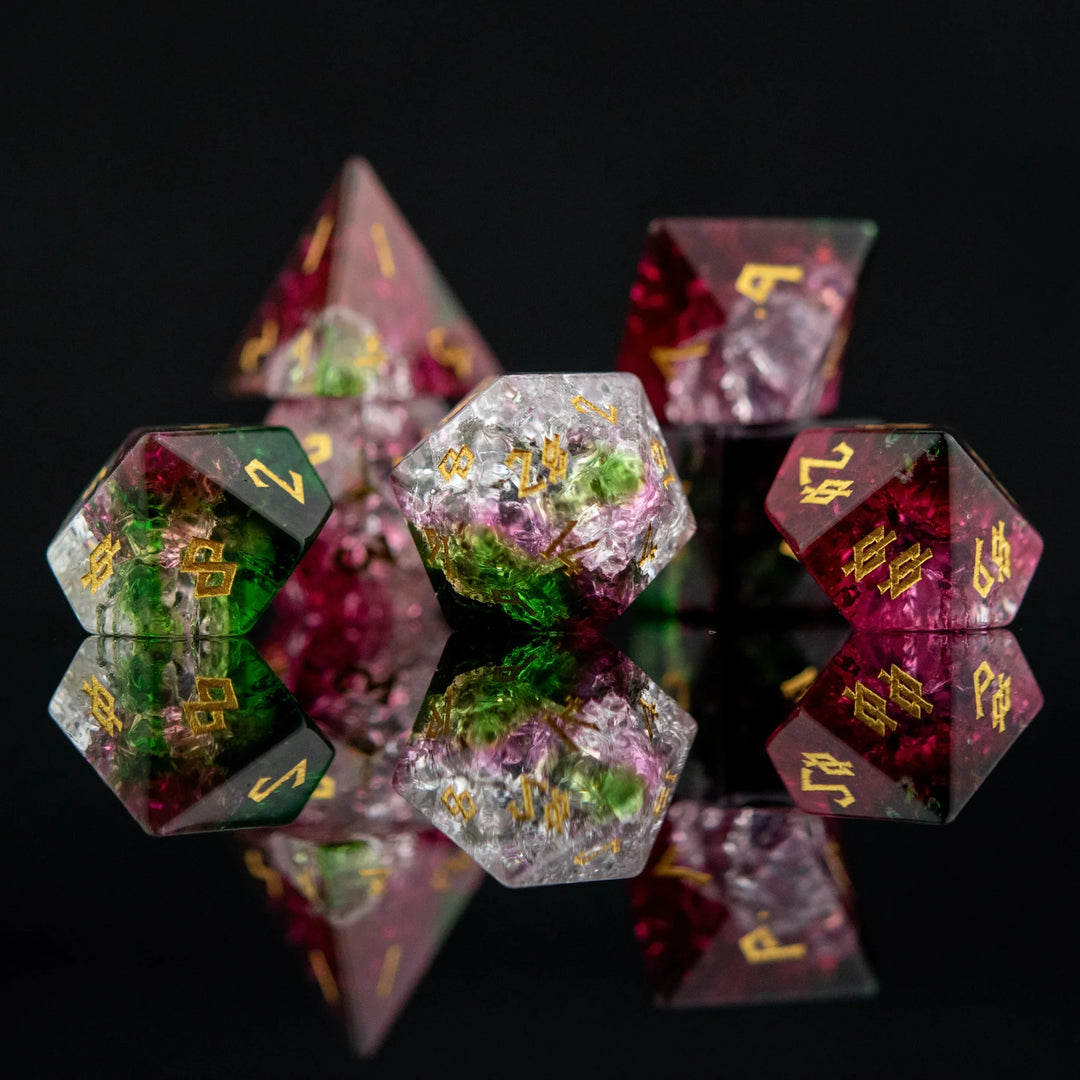 Watermelon Shattered Glass Dice Set - Misty Mountain Gaming MM51926