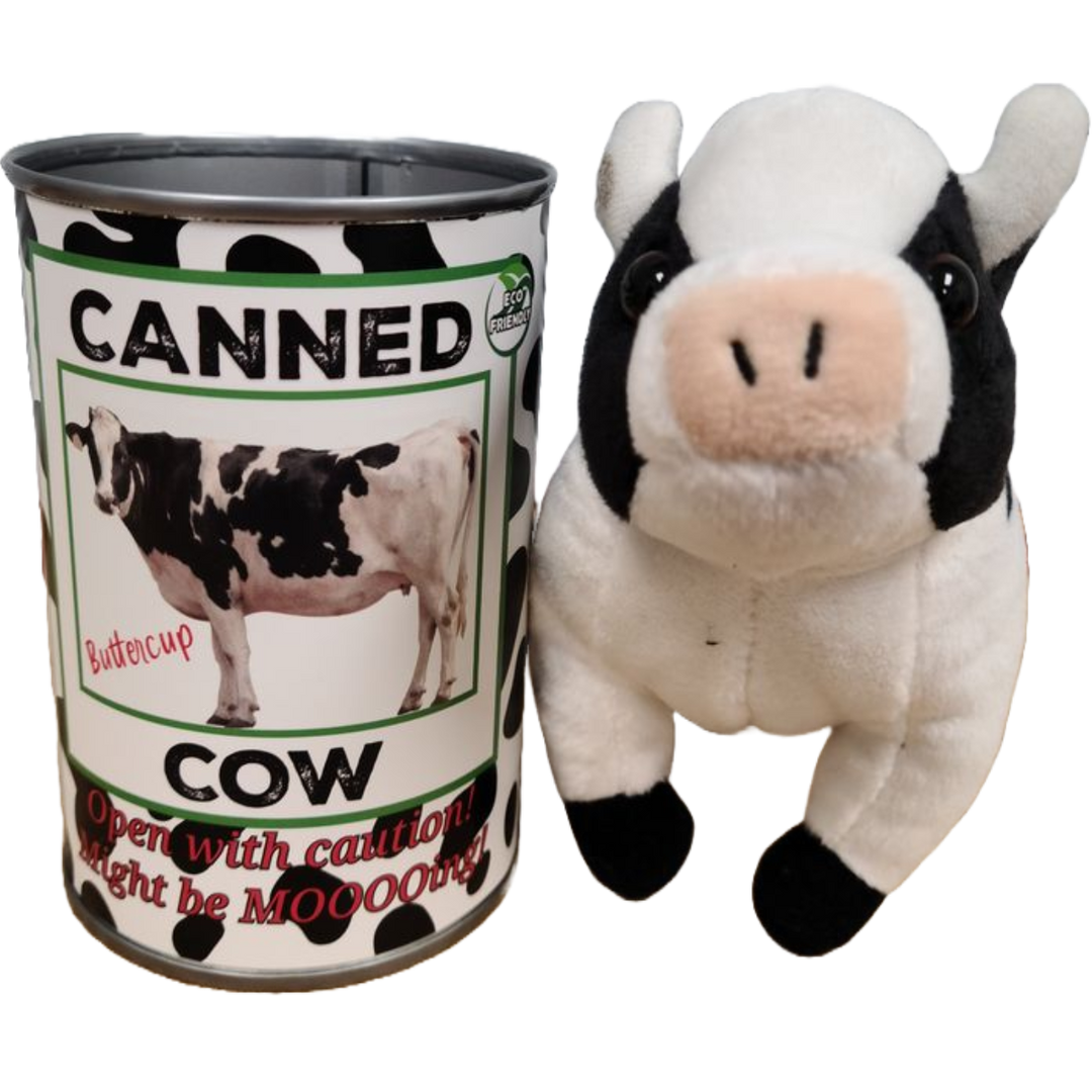 Canned Cow | Stuffed Farm Animal Plush w/Jokes | Unique Gift NE32026