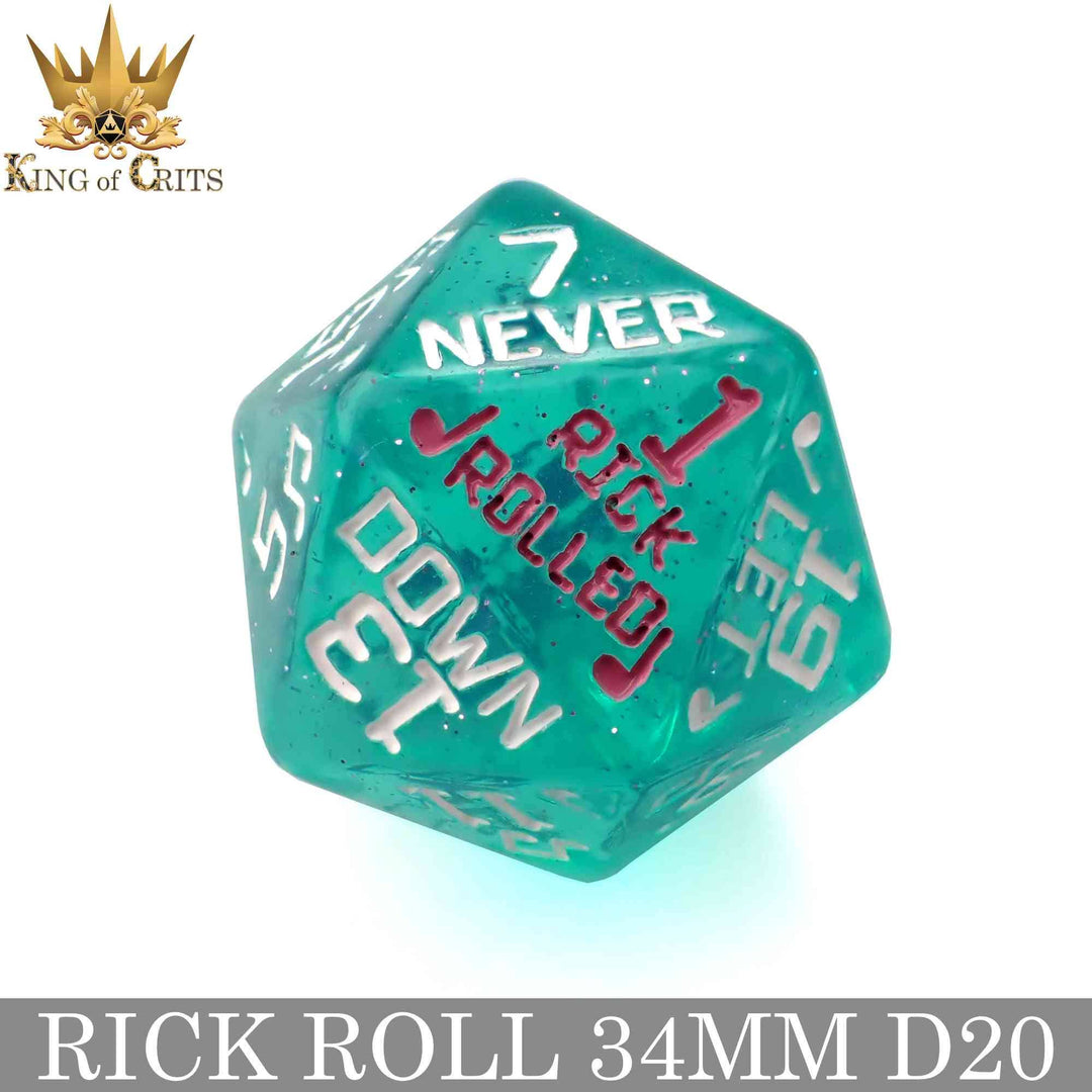 King of Crits Rick Rolled - 34mm D20 Dice NE4226
