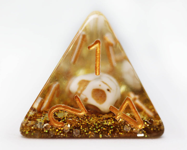 Skull and Gold Glitter RPG Dice Set - NE043026