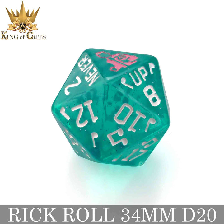King of Crits Rick Rolled - 34mm D20 Dice NE4226