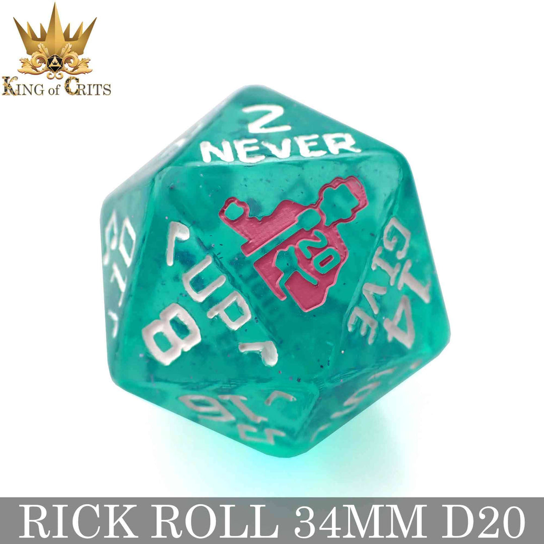 King of Crits Rick Rolled - 34mm D20 Dice NE4226