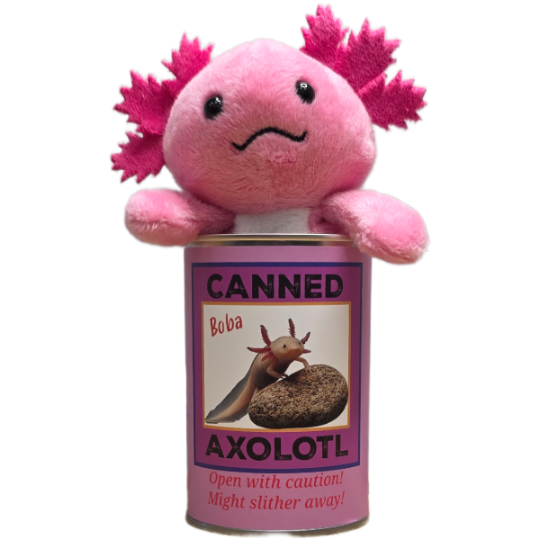 Canned Axolotl | Stuffed Animal Plush w/Jokes | Unique Gift NE32026