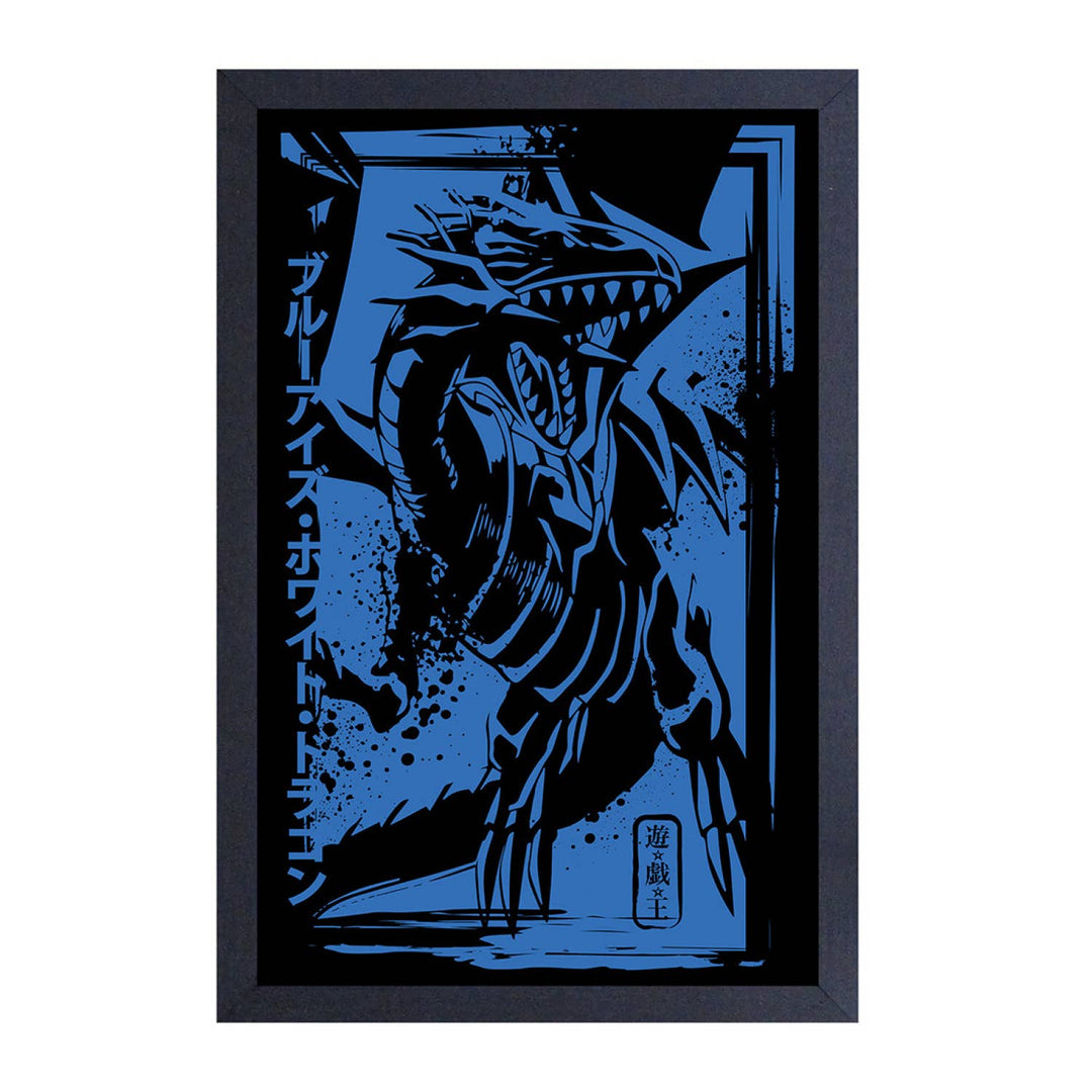 Yu-Gi-Oh Blue Eyes White Dragon Japanese Style Framed Art Print