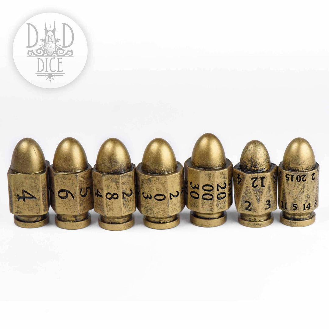 King of Crits Top Brass Bullet Dice Set NE4226