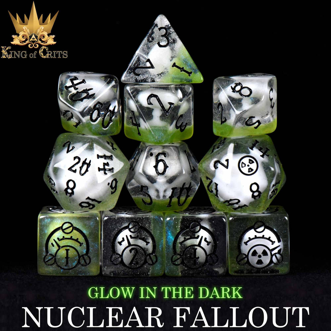 King of Crits Nuclear Fallout - 11 Dice Set (Glow) NE4226