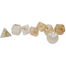 Chessex Lab Dice 7-Die Set Borealis: Champagne/White (+bonus die) NA102026