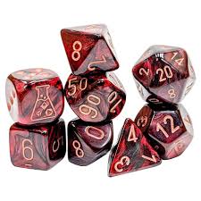 Chessex Lab Dice 7-Die Set Lustrous: Gothic/Copper (+bonus die) NA102026