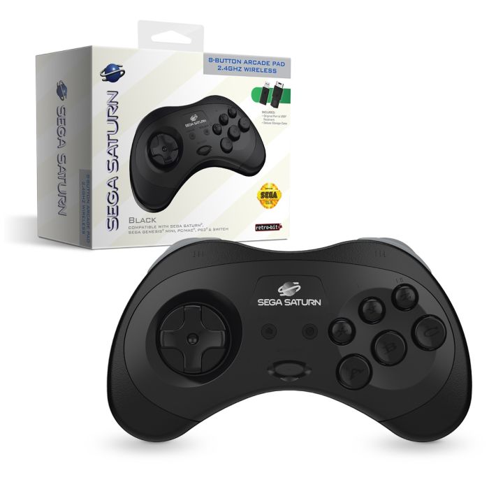 Retrobit Sega Saturn 2.4 GHZ Wireless 8 Button Arcade Pad (Original Port & USB) NA41526